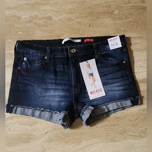 Celebrity Pink 13/31 Mid-Rise 3" Inseam Frayed Flip Cuffed Denim Shorts